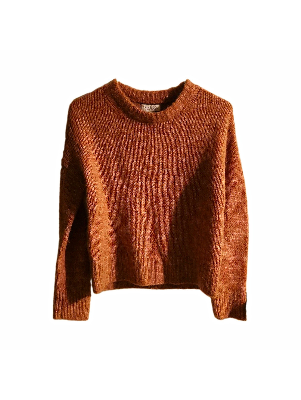 Rachel Zoe Cropped Knit Sweater Womens M Burnt Dusty Rose Crewneck Pullover